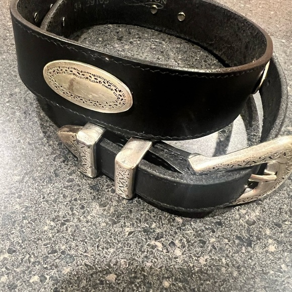 Brighton 39103 Black Leather Belt with Silver Buckle size 34 - Picture 1 of 9